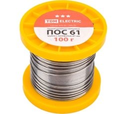 Припой с канифолью ПОС-61 1мм/100гр.оранжевая катушка ГОСТ 21931-76