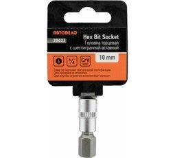 Головка (1/4 L-38мм)со вставкой шестигранник 10мм Автодело